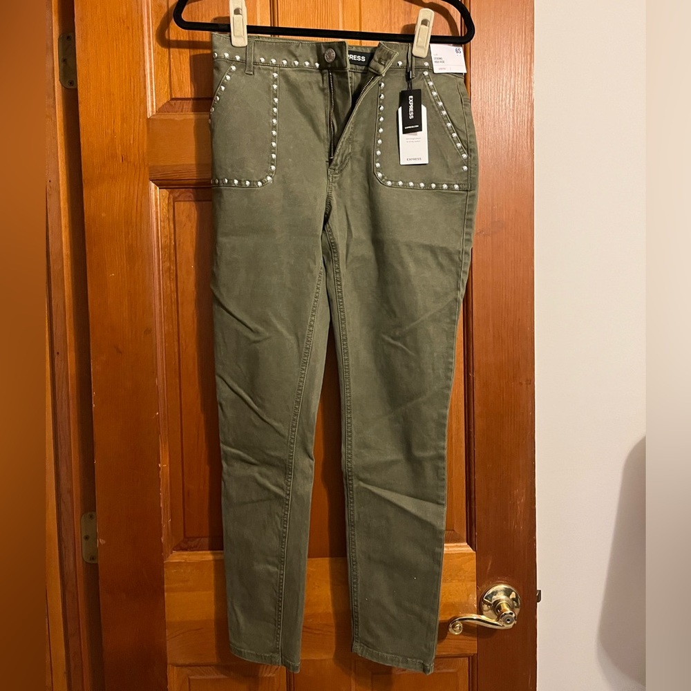 Green jeans high rise